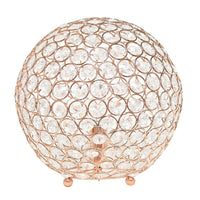 Lampe de table Elegant Designs à paillettes boule de cristal de 10 pouces, rose doré-Lampe de table