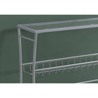 Monarch Specialties - 2128 Table D'Appoint - 42 po L/Argent/Console Entrée Verre Trempe-Pattes en métal argent légèrement incurvées