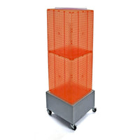 Azar Displays – Présentoir de sol à panneaux perforés emboîtables sur 4 côtés à roulettes, 40 x 14 x 14 po, orange (701415-ORG)-Surmontoir pour affiche inclus