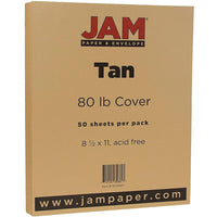JAM Paper - Papier cartonné mat, 8,5 x 11 po, 80lb, havane brun clair, 50/paquet (16729211)-Couleur : Havane
