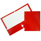 JAM PaperMD – Chemises scolaires à 3 trous et à 2 pochettes, plastifiées et lustrées, rouge, 25/paquet-Chemises en papier cartonné rouge lustré