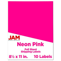 Jam Paper Étiquettes autocollantes pleine page, 8 1/2 x 11 po, rose néon, 10/paquet-Taille : 8,5 x 11 po