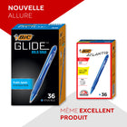 BIC - Stylo à bille Glide Bold rétractable - 1,6 mm - encre bleue - paquet de 36-La technologie brevetée offre une expérience d’écriture fluide