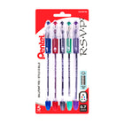 Stylos à bille Pentel R.S.V.P., 0,7 mm, couleurs variées, Paq. De 5-Prise confortable et ergonomique en caoutchouc Comfort Zone