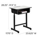 Flash Furniture Bureau d’étudiant avec plateau gris et cadre piédestal noir à hauteur réglable-Pattes à hauteur réglable