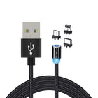 CJ Tech - Câble de charge universel magnétique de Micro USB, Type C et Lightning Non MFI 6 pi - Noir-Câbles de charge universels - chaque paquet comprend 3 pointes magnétiques (Lightning NON MFI, Type C et Micro USB)