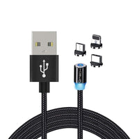 CJ Tech - Câble de charge universel magnétique de Micro USB, Type C et Lightning Non MFI 6 pi - Noir-Câbles de charge universels - chaque paquet comprend 3 pointes magnétiques (Lightning NON MFI, Type C et Micro USB)