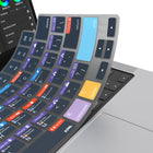 JCPal VerSkin Premiere Pro Protecteur de clavier avec raccourcis pour MacBook Pro 14"/16" (2021/2023) et MacBook Air 13"/15" (2022/2023/2024)-Fabriqué à partir d'un matériau en silicone noir semi-transparent