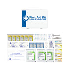 Féd. Occ. B, 6 personnes ou plus, trousse P36-• 40 Compresses de gaze, 8 Plis, 10 x 10cm• 10 Serviettes antiseptiques au chlorure de benzalkonium• 50 Bandes de pansements rectangulaires en plastique, 7,5 x 2cm• 6 Pansement triangulaire avec épingles de sûreté, 102 x 102 x 142cm• 2 Pansement compressif, 10 x 10cm• 12 Tampon de gaze, 5 x 5cm• 1 Pince à échardes droite, 9cm• 4 Paire de gants jetables• 1 Dispositif de premiers soins-RCR pour secouriste, usage unique• 1 Carnet d’inscription des accidents• 1 Cise