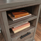 Sauder - La Collection Aspen Post Bureau - Finition Pebble Pine-Tiroir sur glissieres à extension complete accueillant des fichiers suspendus de format Lettre ou Legal.