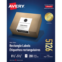 Avery - Étiquettes d'expédition TrueBlock, blanches, laser/jet d'encre, 5-1/2" x 8-1/2", paquet de 200-Les étiquettes d'expédition TrueBlock masquent tout ce qui se trouve dessous (marques, étiquettes préimprimées, écritures)