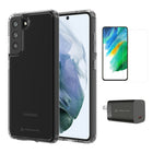 AXS - Ensemble de depart, etui transparent, protecteur d'ecran et chargeur 20W pour Samsung Galaxy S21 FE 5G-etui resistant aux chutes avec des poches d'air absorbant les chocs