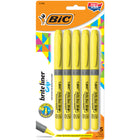 BIC - Surligneurs brite liner, pointe biseautée - jaune - Paquet de 5-Pointe biseautée pour un surlignage épais ou un soulignement fin