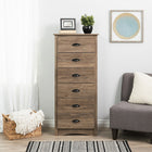 Prepac – Commode haute à 6 tiroirs Salt Spring DDC-2354, gris délavé-Détaillé avec des bords supérieurs courbés et un panneau de base arqué
