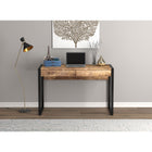 Safdie & Co. Bureau d'ordinateur à 2 tiroirs, 47 poL, Bois récupéré brun et métal noir-Complet avec 2 tiroirs pour un espace de rangement supplémentaire et un plateau de bureau spacieux pour ranger tous vos essentiels de travail