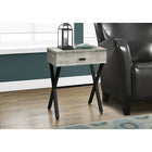 Monarch Specialties - 3451 Table D'Appoint - 24 po H/Faux Bois Gris/Metal Noir-Pour une touche du milieu-siècle dans votre salon, salle familiale, bureau ou chambre à coucher, cette élégante table d'appoint en gris aspect bois récupéré / métal noir atteindra vos attentes