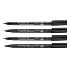 Staedtler - Stylos permanents Lumocolor – pointe fine – noir – paquet de 4-Superbes couleurs vives — marqueurs permanents stables à la lumière