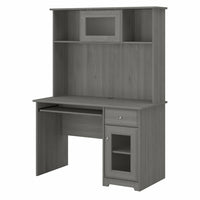 Bush Furniture - Petit Bureau d’ordinateur 48 po avec huche et tablette clavier Cabot - Gris moderne-Le petit bureau d’ordinateur 48" L x 23" P x 66" H avec huche et tablette clavier est idéal pour les endroits où l’espace est limité