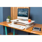 Rocelco - Support de bureau réglable assis/debout pour ordinateur portable 32" avec tapis anti-fatigue - Blanc-La surface de travail peut contenir 2 moniteurs ou un moniteur et un ordinateur portable.
