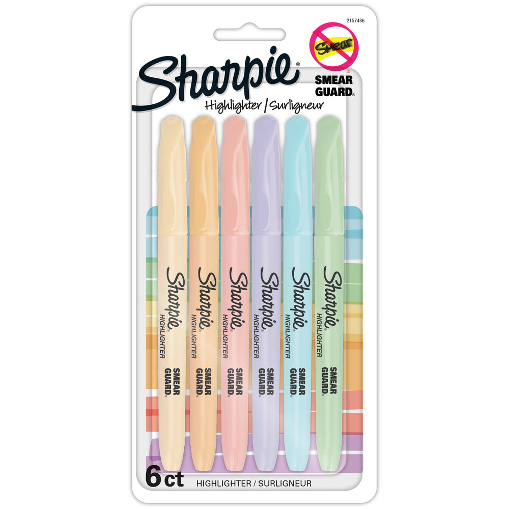 Sharpie - Surligneurs de poche pointe biseautée de - couleurs pastel  variées - Paquet de 6