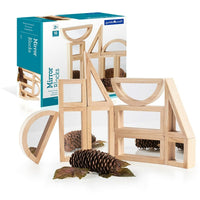 Ensemble de blocs miroir Guidecraft, paquet de 10-L'ensemble de blocs de miroirs de 10 pièces comprend des cadres en bois dur avec des coins doux et arrondis et des intérieurs double face en mylar miroir