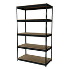 Hirsh – Étagère rivetée Iron Horse, 5 tablettes, 84 haut. x 48 larg. x 24 prof. (po), métal, noir-Construction en acier rivetée, fini poudré noir, métal
