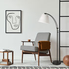 Dainolite - Lampe sur pied réglable à incandescence moderne Felix, 1 lumière, noir mat avec abat-jour blanc-Métal