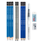 Staedtler - Ensemble à esquisse, couleurs assorties, paquet de 9-Crayons fusain, graphites et hydrosolubles assortis