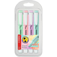 Stabilo – Surligneurs Swing Cool à pointe biseautée, couleurs pastel variées, paquet de 4-Encre à base d'eau