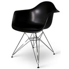 Nicer Furniture - fauteuil de style Eiffel avec pieds chromés - noir - paquet de 4-Siège moulé en plastique robuste de haute qualité avec une finition mate