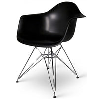 Nicer Furniture - fauteuil de style Eiffel avec pieds chromés - noir - paquet de 4-Siège moulé en plastique robuste de haute qualité avec une finition mate