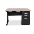 CB Office Stellia Metal Utility Computer Desk - Matte Black and Walnut-Bureau d’ordinateur utilitaire en acier avec classeur en acier pour rangement de documents en format lettre ou légal