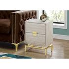 Monarch Specialties - 3493 Table D'Appoint - 24 po H/Marbre Beige/Metal Or-Deux grandes tiroirs avec une poignée unique en métal doré