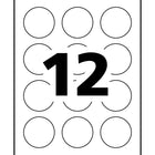 Avery 22807 Étiquettes rondes imprimables jusqu'au bord, permanentes, glacées, blanches, laser/jet d'encre, 2", 120/pqt-6