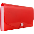 JAM Paper Chemise-accordéon à 13 pochettes, fermeture bouton et ficelle, format chèque, 5 x 10,5 po, rouge, 2/pqt (2167012z)-Chemise-accordéon en plastique