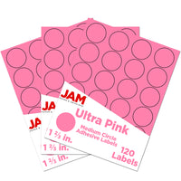 JAM Paper Sceaux autocollants ronds, 1 1/2 po, rose éclatant, 360/paquet-Taille : 1,5 po