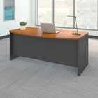 Bush - Bureau à devant arqué de la collection Westfield, cerisier naturel et gris graphite-Grande surface de travail