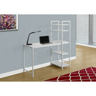 Monarch Specialties - 7165 Bureau 48 po L - Dessus Blanc/Metal Blanc-Avec 4 grandes étagères fixes pour ranger les livres, les documents ou pour exposer des objets décoratifs dans un style très tendance.
