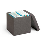 Poppin - Siège Boîte- Gris Foncé-Fabriqué en tissu polyester tissé gris foncé facile à nettoyer