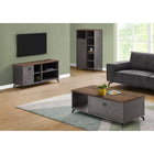 Monarch Specialties - 2830 Meuble Tv - 48 po L/Concrete Gris/Faux Bois Brun Moyen-La console multimedia robuste avec une construction a panneaux epais comprend 1 armoire de rangement et 4 tablettes (dont 2 reglables) offrant des options flexibles pour organiser l'equipement du centre de divertissement et d'autres articles