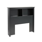 PrepacMC – Tête de lit à bibliothèque pour lit une place de 44,75 po, noir-Bois composite MDF stratifié noir pour plus de durabilité