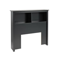 PrepacMC – Tête de lit à bibliothèque pour lit une place de 44,75 po, noir-Bois composite MDF stratifié noir pour plus de durabilité