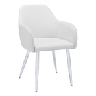 Monarch Specialties - 1190 Chaise - Simili-Cuir Blanc/Metal Chrome - Paquet de 2-Ensemble de 2 chaises de salle à manger avec accoudoirs intégrés