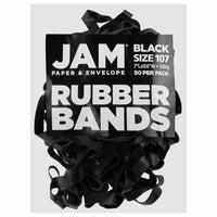JAM PAPER - elastiques colores, Taille 107, Paquet de 50, Noir-Couleur : Noir