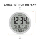 Marathon Watch - Horloge murale numérique ronde de 15 pouces - Acier inoxydable-Boîtier En Aluminium Solide: Conception robuste avec une finition haut de gamme.