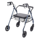 Drive Medical - Rollator bariatrique robuste avec siège rembourré, bleu-Verrouillage en boucle spécial en aluminium coulé facile à actionner pour une sécurité garantie