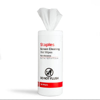 Staples - Lingettes nettoyantes pour écran - Paquet de 100-Les lingettes humides pour écran nettoient sans endommager les appareils électroniques fragiles