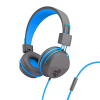 JLab - Audio Écouteurs JBuddies Studio Over Ear Pliant Enfants - Bleu/Gris-Stimulez instantanément votre humeur avec des couleurs électriques, un look lisse et élégant et un son radical