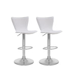 CorLivingMC – Tabouret de bar ajustable à dossier haut incurvé, similicuir blanc, ensemble de 2-Ajoutez de l’éclat à votre bar ou îlot de cuisine avec ces tabourets de bar.