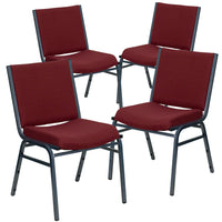 Flash Furniture – Chaise empilable robuste bourgogne à motifs à revêtement Hercules rembourrée de 3 po, 4/pqt-Ensemble de 4 chaises empilables polyvalentes